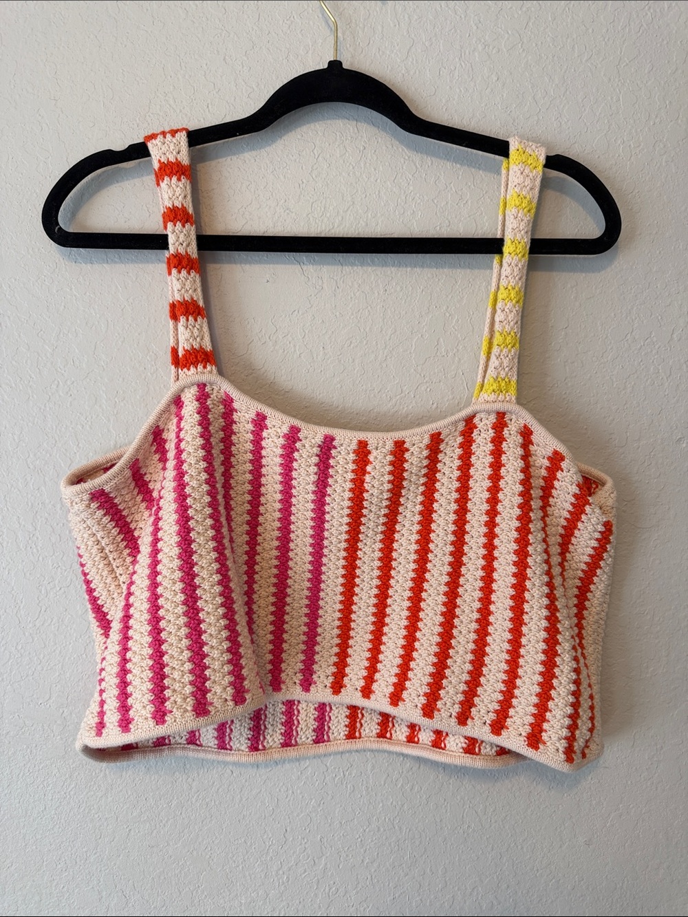 Future Collective Striped Crochet Crop Tank Top in Pink, Orange & Yellow - Picture 6 of 6